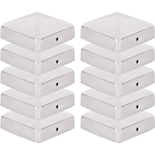 Post Caps for Fence Posts - Galvanised Steel - 2.8" x 2.8" - Pyramid Shape - 10Pcs - Brand New