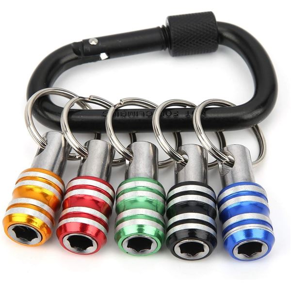 Lot of 5 - Keychain Screwdriver Bit Holders 3 Slot 1/4in Aluminum Alloy - Brand New