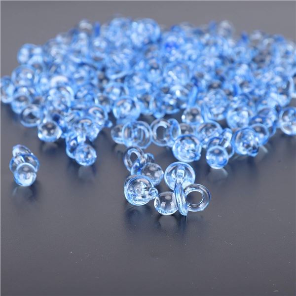 Lot of 3 - Acrylic Mini Pacifiers - Decoration for Baby Shower - Blue - 200 Pcs - Brand New