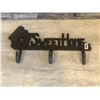 Image 1 : Cast Iron "Sweet Home" Coat Rack - 3 Hooks -12"W x 7"H - Brand New