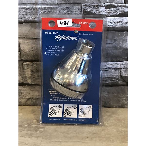 Aquasmart Shower Head - Model #: B115 C/P - 3 Way Deluxe Combination  - Flow Rate 9.5 LPM Max - Bran