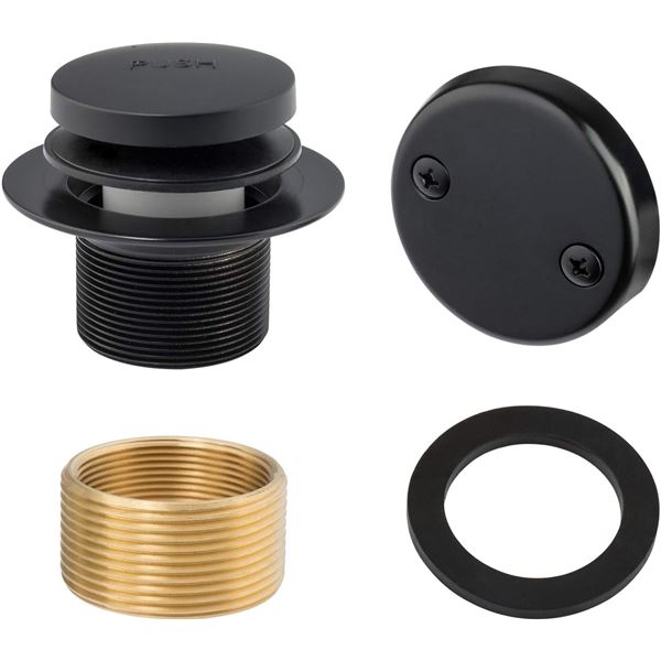 Lot of 2 - Artiwell Tip-Toe Bathtub Drains Trim Set with Two-Hole Overflow Faceplate - Matte Black -