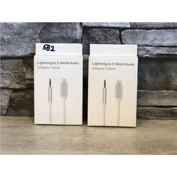Lot of 2 - Lightning to 3.5 Aux Audio Adapter Cable - Brand New