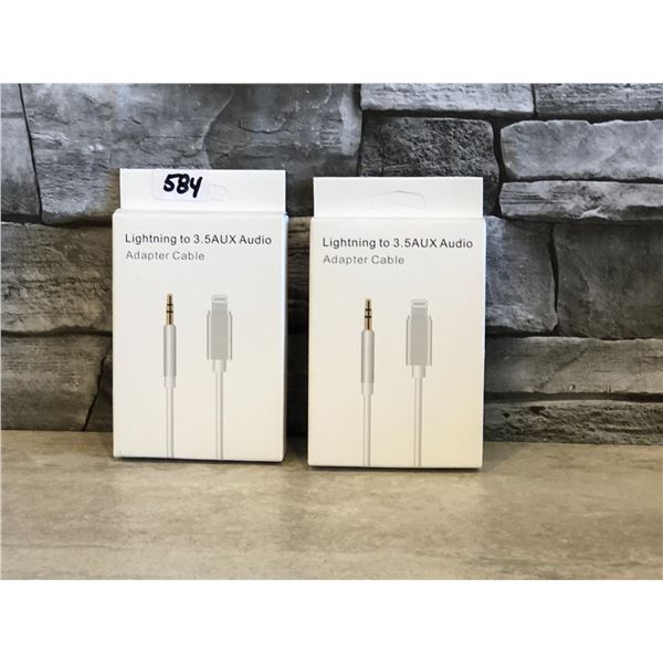 Lot of 2 - Lightning to 3.5 Aux Audio Adapter Cable - Brand New