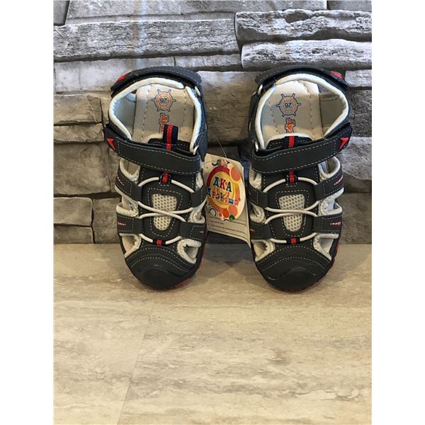 Children's Apakowa Kid's Sandals - Navy Blue, Grey & Red - Toddler Size US9.5 - Brand New