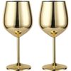 Image 1 : Set of 2 - Wine Glasses - Gold Coloured  - Brand New