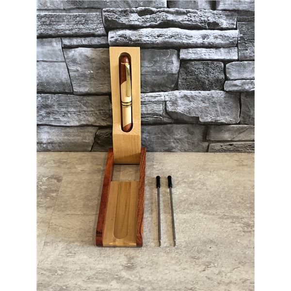 Luxury Wooden Ballpoint Pen Gift Set with Pen Case & 2 Refills - Brand New