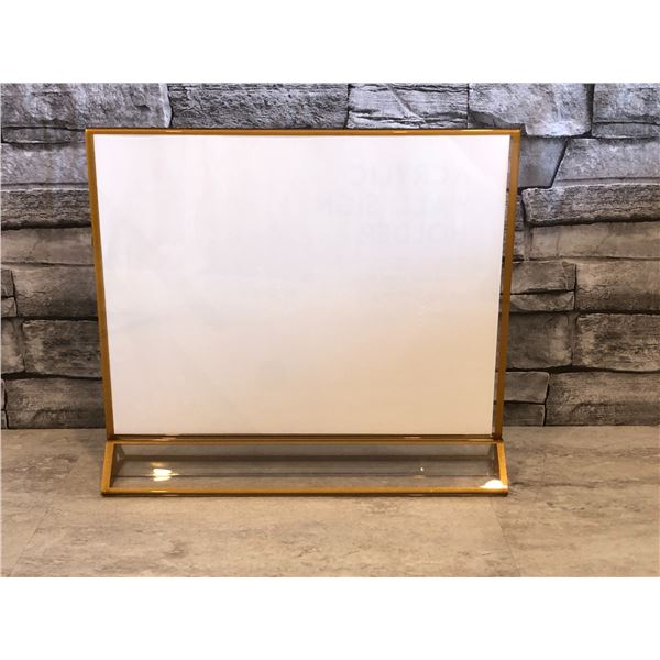Clear Acrylic Sign Holder 11x 8.5 Horizontal Double Sided Gold Frame - Brand New