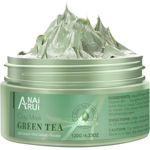 Anairui Green Tea Clay Facial Mask - Oil Control - 120g - Brand New
