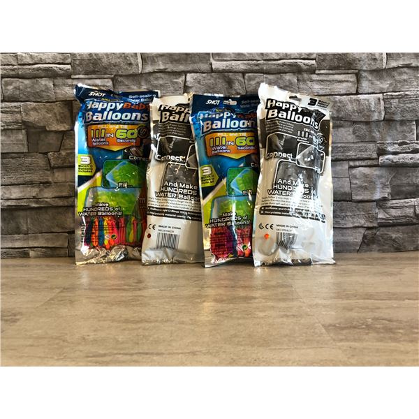 Lot of 4 Shot Happy Baby Water Balloons - 111 Pcs ea