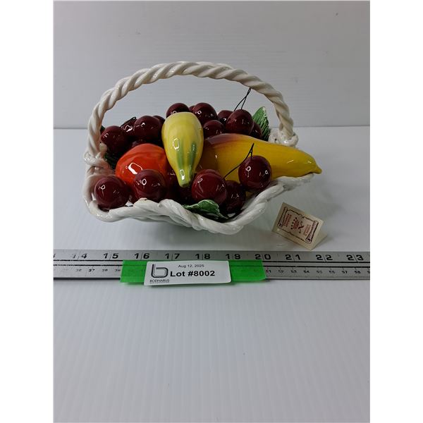 Porcelain Decorative Fruit Weave Basket - 8" x 6" x 9"