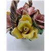 Image 3 : Porcelain Capodimonte Weaved Basket of Flowers - Made in Italy - 9" x 8" x 8"