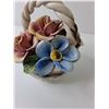 Image 2 : Porcelain Capodimonte Weaved Basket of Flowers - Made in Italy - 6.5" x 5"