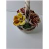 Image 3 : Porcelain Capodimonte Weaved Basket of Flowers - Made in Italy - 6.5" x 5"