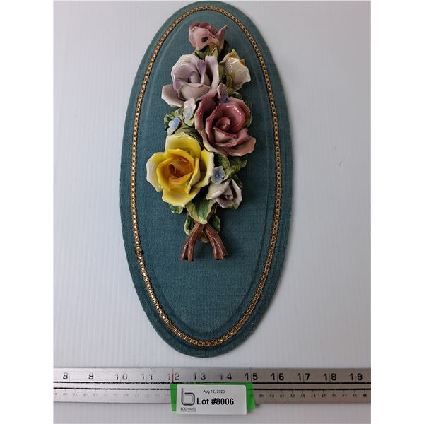 Porcelain Oval Floral Wall Decor - 17" x 8"
