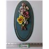 Image 1 : Porcelain Oval Floral Wall Decor - 17" x 8"