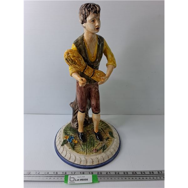 Capodimonte Style Italian Renaissance Young Male Farmer Style Figurine  - 17" x 9" x 8"