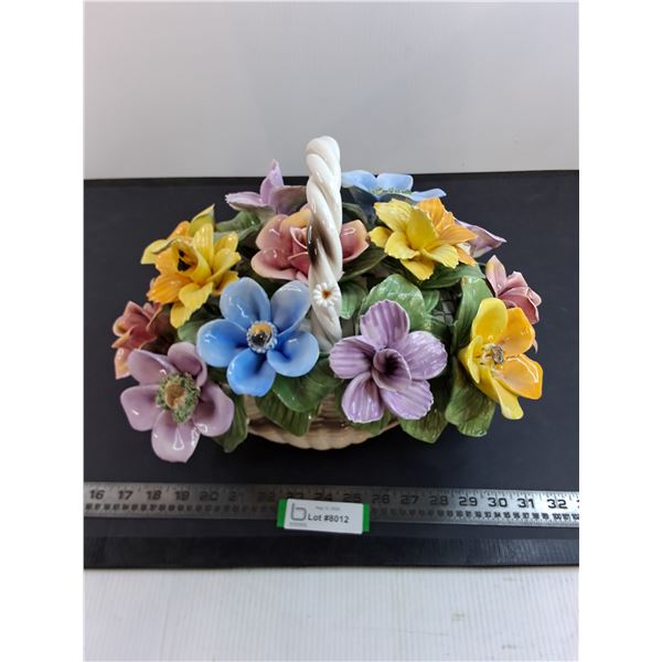 Capodimonte Italian Porcelain Ornamental Flower Basket - 14x10x10"
