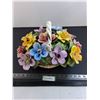 Image 1 : Capodimonte Italian Porcelain Ornamental Flower Basket - 14x10x10"