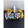Image 2 : Capodimonte Italian Porcelain Ornamental Flower Basket - 14x10x10"