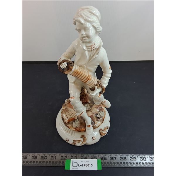 Capodimonte Italian Porcelain "Accordion Boy" Table Decor - 12.5" Tall