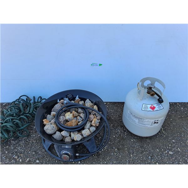 **Outland Fire Bowl, 7.5 Kg Propane Tank- Empty & Garden Hose, Cannot Ship