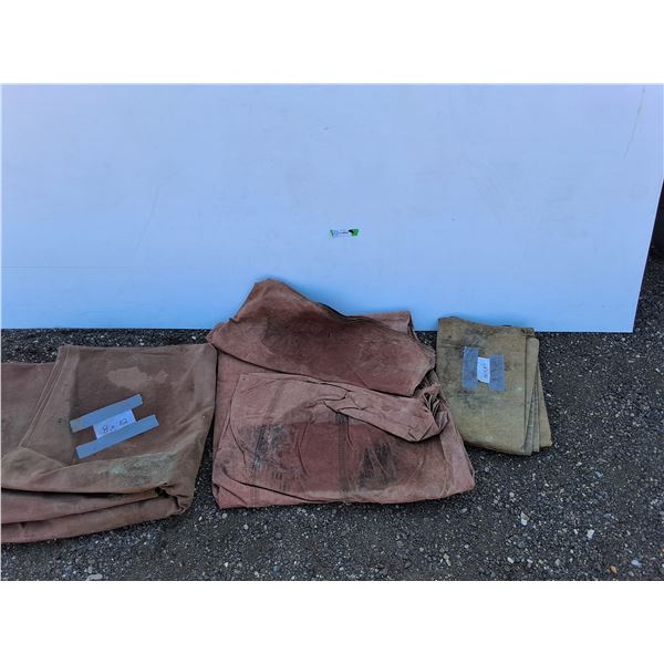**(3) Canvas Tarps 9' x 12', 8' x 12' & 6' 10" x 7.5'- Some Mold, Cannot Ship