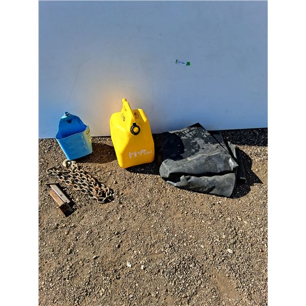 **5 Gallon Jerry Can, 77" Chain & Tarp 123" x 71.5", Cannot Ship