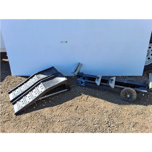 **Miter Saw Stand & (2) Metal Ramps 33.5" x 9" x 10", Cannot Ship