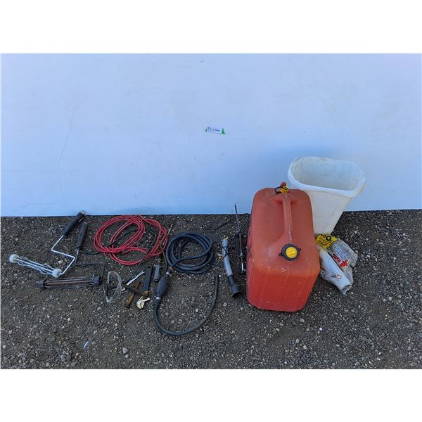 **(2) Paint Rollers, Fuel Line with Primer Bulb, 5 Gallon Jerry Can, Misc.