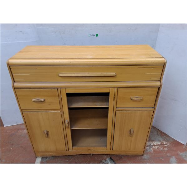 *Wooden Storage Cabinet 44.5" x 41" x 16" Missing Glass, Cannot Ship