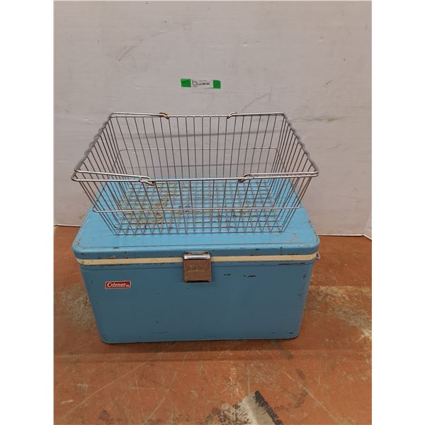 *Vintage Coleman Metal Cooler 22" x 13.5" x 13" & Metal Basket, Cannot Ship