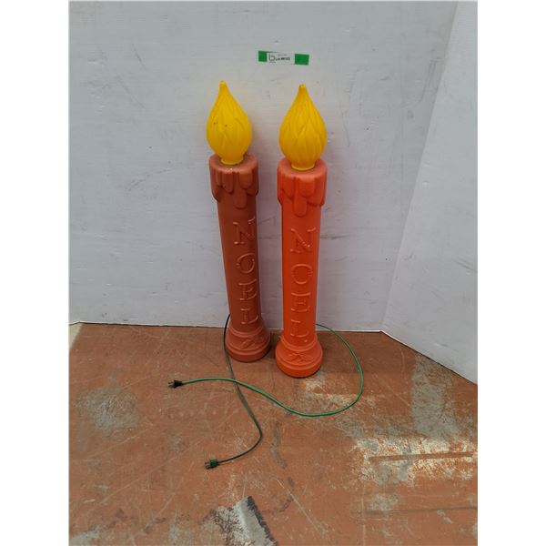 *(2) Plastic Christmas Candle Yard Lights- As Is 38" Tall, Cannot Ship