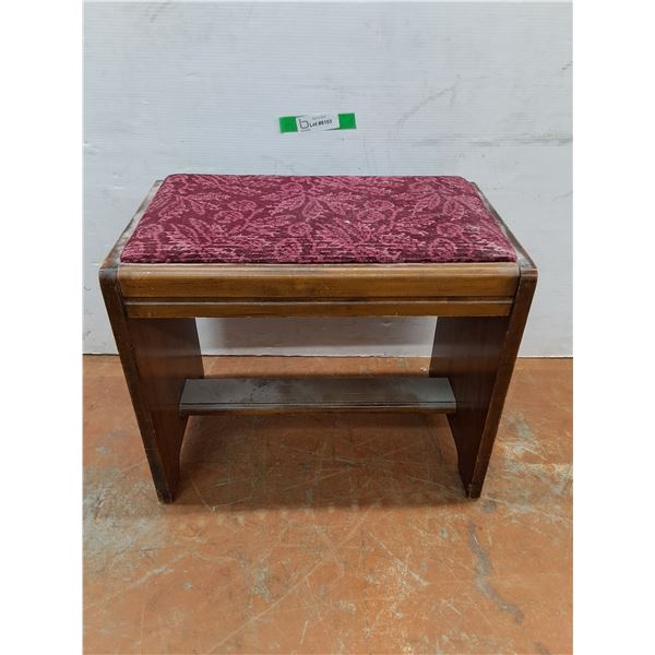 *Wooden Upholstered Footstool 19.5" x 12" x 17", Cannot Ship