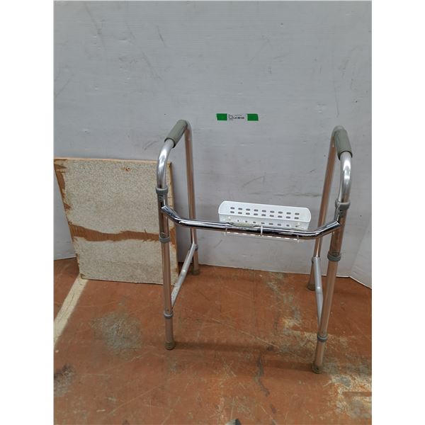 *Adjustable Rolls Invacare Walker with Basket  & Wood Piece 18" x 23", Cannot Ship