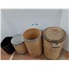 Image 1 : *(3) Fibreboard Barrels Up to 16.5" x 25.5" & Plastic Garbage Bin, Cannot Ship