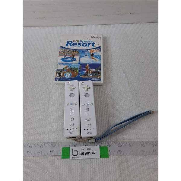 Wii Sport Resort Game & (2) Wii Controllers- CANNOT AUTHENTICATE