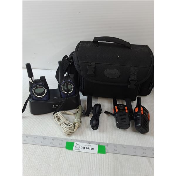 (4) Cobra Walkie-Talkies (Has Chargers) and Bag, As Is