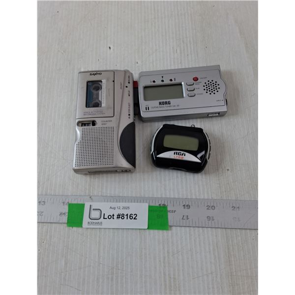 Sanyo Voice Activated Recording System & Korg Guitar/Bass Tuner- As Is
