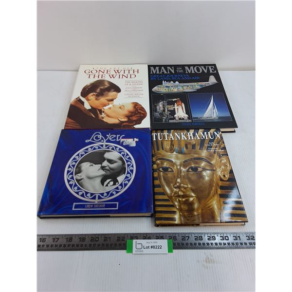 (4) Hard Cover Books (King Tut, Gone With the Wind, Lovers)