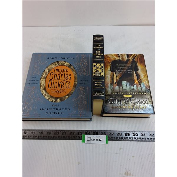 (3) Hard Cover Books (Charles Dickens, The Ipcress File, City of Glass)