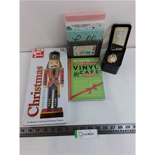 (2) Christmas Box Sets - Sealed, Note Pad Set, Sundial Ladies Wrist Watch