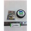 Image 1 : Upper Deck Gordie Howe Hartford Whalers Collector Card & Puck - Cannot Guarantee Authenticity