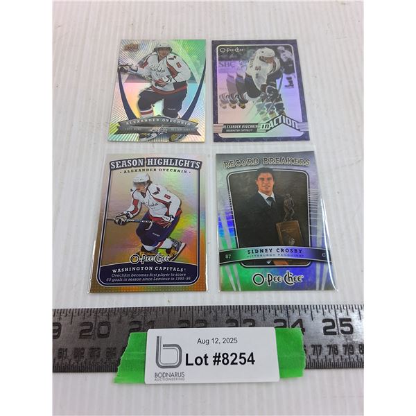 (4) NHL Collector Cards (3-Ovechkin, 1-Crosby) Authenticity Not Guaranteed