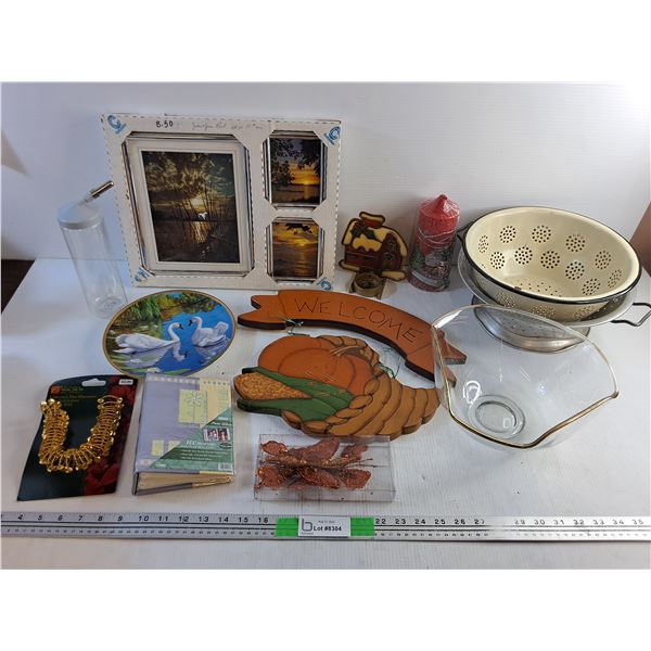 Various Home Decor, Glass Bowl, Strainer Bowls, Christmas Candle & Candle Holder and Misc