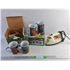 Image 1 : (8) 12 Oz Christmas Mugs and Vintage Light'n Easy Electric Iron - Powers On, As Is