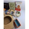 Image 6 : Ladies Bag, Various Books, Bed Pan, Glass Goblet, Glass Dishes, Wall Decor and Misc