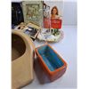 Image 8 : Ladies Bag, Various Books, Bed Pan, Glass Goblet, Glass Dishes, Wall Decor and Misc