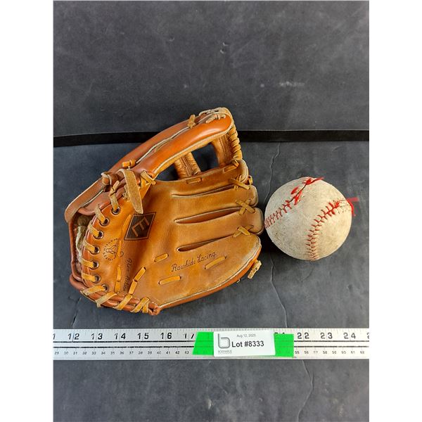 Eaton Leather Baseball Glove and a Baseball