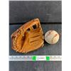 Image 1 : Eaton Leather Baseball Glove and a Baseball